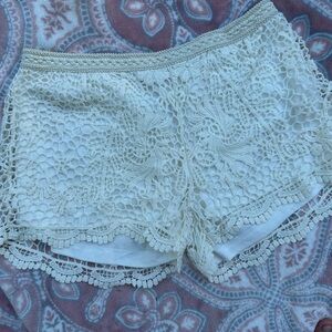 Mossimo Supply Co. Ivory Crochet High-Waist Lounge Shorts